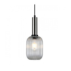 Luminaire Center Suspension moderne Antiola Nickel satiné et verre transparent