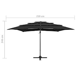 vidaXL Parasol de jardin à 4 niveaux avec mât en aluminium noir pas cher