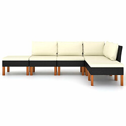 Avis Maison Chic Salon de jardin 6 pcs + coussins - Mobilier/Meubles de jardin - Table et chaises d'extérieur Résine tressée Noir -MN74659