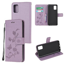 Etui en PU fleurs de papillon violet clair pour votre Samsung Galaxy A91/S10 Lite/M80s