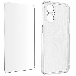 Avizar Coque Oppo Reno 8 Lite 5G Silicone Gel Souple Film Verre Trempé 9H transparent