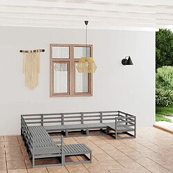 Maison Chic Ensemble de salle à manger de jardin 11 pcs,Table et chaises d'extérieur bois de pin massif -GKD813374