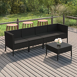 Maison Chic Salon de jardin 5 pcs + coussins - Mobilier/Meubles de jardin - Table et chaises d'extérieur Résine tressée Noir -MN74711