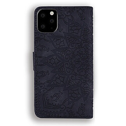 Avis Wewoo Coque Étui en cuir gaufré à double rabattement avec motif pour mollet et emplacements cartes de crédit iPhone 11 6.1 pouces Noir