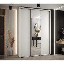 Abiks Meble Armoire à portes coulissantes Davos 3 235.2 x 180 x 60 3 portes coulissante (Blanc/Blanc/Argent)