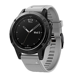 Bracelet en silicone sport avec boucle noire gris pour votre Garmin Fenix 5