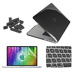 Wewoo Housse Étui noir pour MacBook Pro Retina 13.3 pouces 4 en 1 Crystal Hard Shell boîtier de protection en plastique avec protecteur d'écran et clavier de bouchons anti-poussière