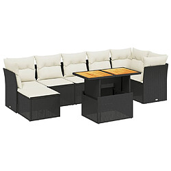 Maison Chic Ensemble Tables et chaises d'extérieur 8 pcs avec coussins,Salon de jardin noir résine tressée -GKD353352