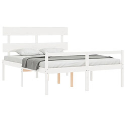 Acheter Maison Chic Lit adulte - Cadre Structure de lit avec tête de lit Contemporain blanc 160x200 cm bois massif -MN52131