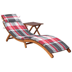 Helloshop26 Transat chaise longue bain de soleil lit de jardin terrasse meuble d'extérieur avec table et coussin bois d'acacia 02_0012634