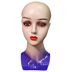 Avis Tête De Mannequin Visage Féminin Support Chauve Pour Le Coiffage De Perruques Ou Le Chapeau D'affichage Violet