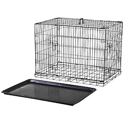 Pawhut Cage caisse de transport pliante pour chien en métal noir 91 x 61 x 67 cm pas cher