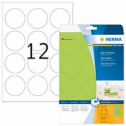 Elysees Paris Herma 5155 Étiquettes diamètre 60 A4 LaserCopy 240 pièces Vert fluo