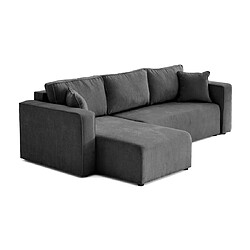 Bestmobilier Topaze - canapé d'angle réversible - 4 places - convertible avec coffre - en velours côtelé plat Topaze - canapé d'angle réversible - 4 places - convertible avec coffre - en velours côtelé plat - Gris