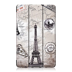 Etui en PU motif imprimé tri-pliure avec support tour eiffel pour votre Huawei MediaPad M5 Lite 8