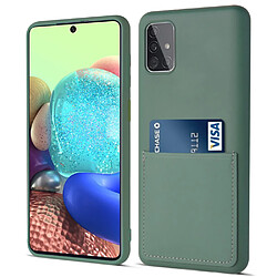 Coque en silicone anti-rayures avec porte-carte vert noirâtre pour Samsung Galaxy A71 5G SM-A716