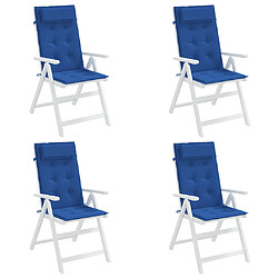 Avis vidaXL Coussins de chaise à dossier haut lot de 4 bleu royal