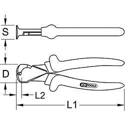 KS TOOLS 117.1198 Pince coupante frontale isolée, 160 mm