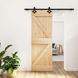 vidaXL Porte coulissante et kit de quincaillerie 70x210 cm pin massif