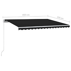 vidaXL Auvent manuel rétractable avec LED 4,5x3,5 m Anthracite pas cher