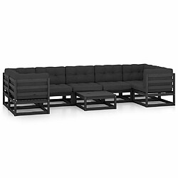 Maison Chic Salon de jardin 8 pcs + coussins - Mobilier/Meubles de jardin - Table et chaises d'extérieur Noir Bois de pin massif -MN93457