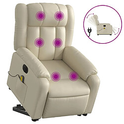 Maison Chic Fauteuil Relax pour salon, Fauteuil inclinable de massage électrique crème similicuir -GKD14052