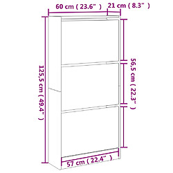 vidaXL Armoire à chaussures sonoma gris 60x21x125,5 cm bois ingénierie pas cher