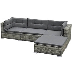 Acheter Maison Chic Salon de jardin 5 pcs + coussins - Mobilier/Meubles de jardin - Table et chaises d'extérieur Résine tressée Gris -MN98681