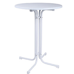 Pegane Table haute ronde en polyéthylène et acier coloris blanc - Diamètre 80 x hauteur 107 cm