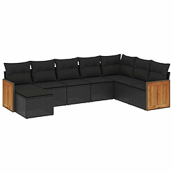 Maison Chic Salon de jardin 8 pcs avec coussins | Ensemble de Table et chaises | Mobilier d'Extérieur noir résine tressée -GKD14344