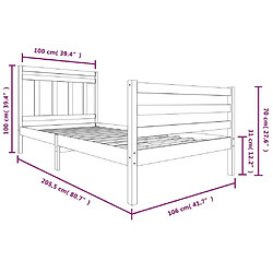 vidaXL Cadre de lit sans matelas blanc bois massif 100x200 cm pas cher