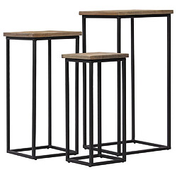 vidaXL Ensemble de tables pour plante 3 pcs Teck recyclé