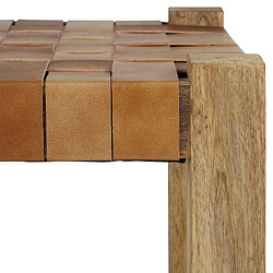 Tabouret 45x45 cm bois de manguier brun et cuir de buffle WOMO-Design pas cher