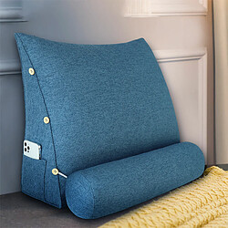 Acheter VerCart Coussin de Lecture Incliné Traversin de Dossier Lin Bleu 60cm