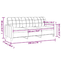 vidaXL Canapé à 3 places Crème 180 cm Similicuir pas cher