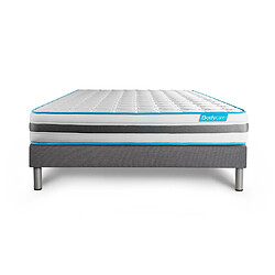 Bodycare Ensemble 140x190 matelas BodyFlex ressorts ensachés et mémoire de forme + sommier kit gris