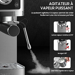 iceagle Machine à Expresso avec Buse à Mousse de lait CM1660B 1350W, 20 Bar Pression de l'espresso