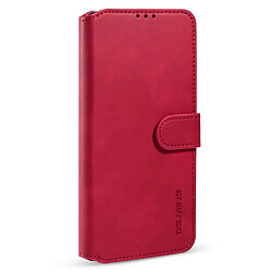 Dg.Ming Etui en PU + TPU antichute, style rétro avec support rouge pour votre Xiaomi Redmi Note 10 5G