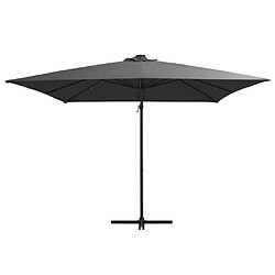 ComfortXL Parasol Déporté Avec LED Et Mât En Acier 250x250 Cm Anthracite