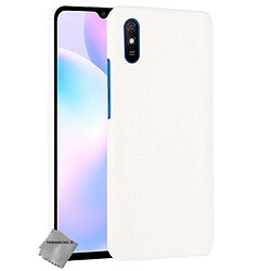 Htdmobiles Coque rigide simili cuir crocodile pour Xiaomi Redmi 9A + film ecran - BLANC