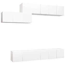 Maison Chic Ensemble de meubles TV 7 pcs | Banc TV Moderne pour salon | Meuble de Rangement - Blanc Aggloméré -MN70111