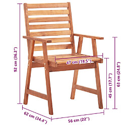 vidaXL Chaises à manger d'extérieur lot de 4 et coussins Acacia massif pas cher