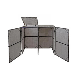 Avis Decoshop26 Abri de poubelles extérieur conteneurs à ordures jusqu'à 2 bacs avec couvercle en poly rotin gris 2x120 litres 04_0003646