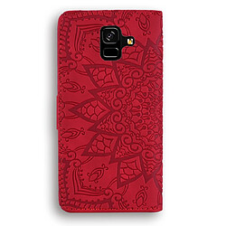 Avis Wewoo Housse Coque Étui en cuir gaufré à double rabat avec motif pour mollet et emplacements cartes et porte-cartes Galaxy A6 2018 Rouge