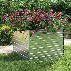 Maison Chic Jardinière,Lit surélevé de jardin - Bac à fleurs - pot de fleur 100x100x77 cm Acier galvanisé Argenté -GKD30008