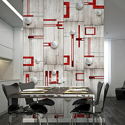 Paris Prix Papier Peint Concrete, Red Frames & White Knobs 50x1000cm