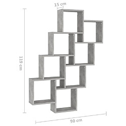 vidaXL Étagère murale cube Gris béton 90x15x119 cm Bois d’ingénierie pas cher