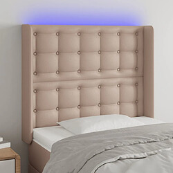 Maison Chic Tête de lit scandinave à LED,meuble de chambre Cappuccino 103x16x118/128 cm Similicuir -MN71956