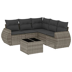 Maison Chic Salon de jardin 6 pcs avec coussins | Ensemble de Table et chaises | Mobilier d'Extérieur gris résine tressée -GKD49968