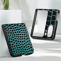 Avis Avizar Coque Cuir pour Oppo Find N2 Flip Effet Croco Bords Surélevés Bleu Turquoise